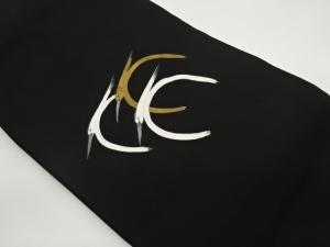 塩瀬金彩手描き抽象鷺模様名古屋帯